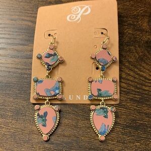 Plunder Pink and Blue Floral Drop Earrings